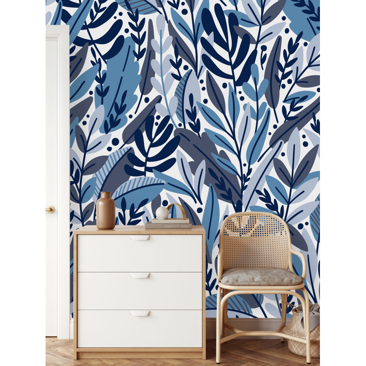 Red Barrel Studio® Blue And Purple Leaves Wallpaper M1081 - Wayfair Canada