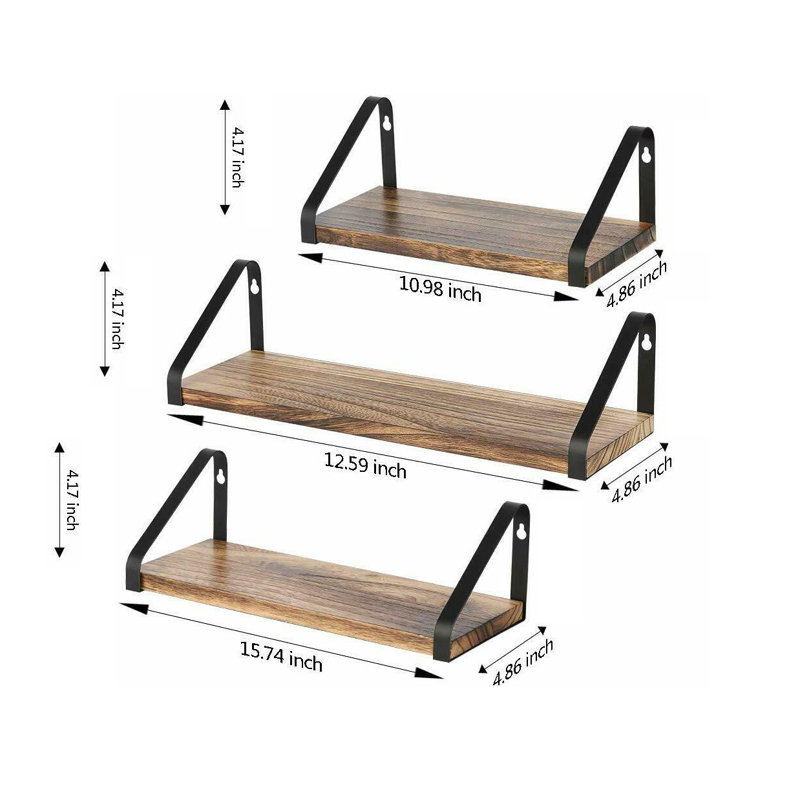 3 Piece Floating Shelf, Brown