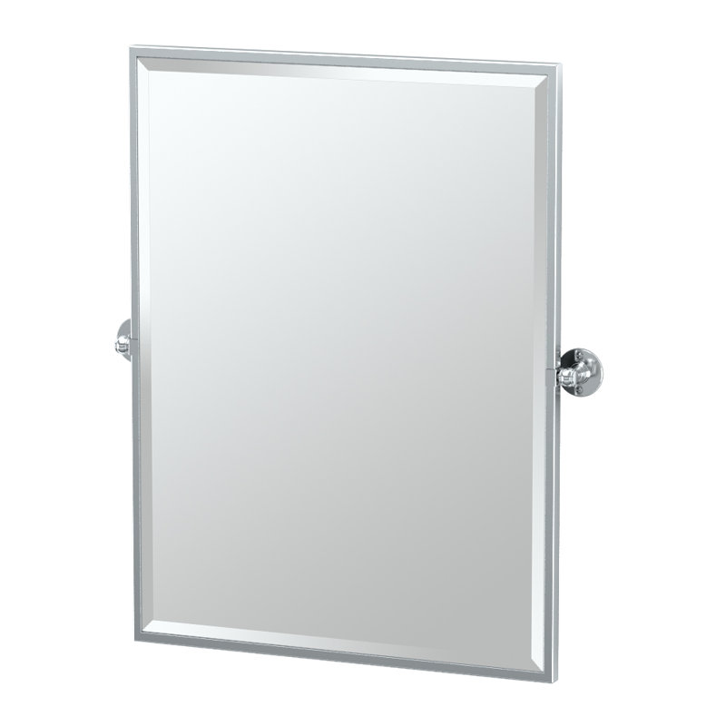 Miroir de salle de bain mural Café Miroir pivotant (inclinable) et biseauté, Chrome, H 32,5 po x l 28,25 po
