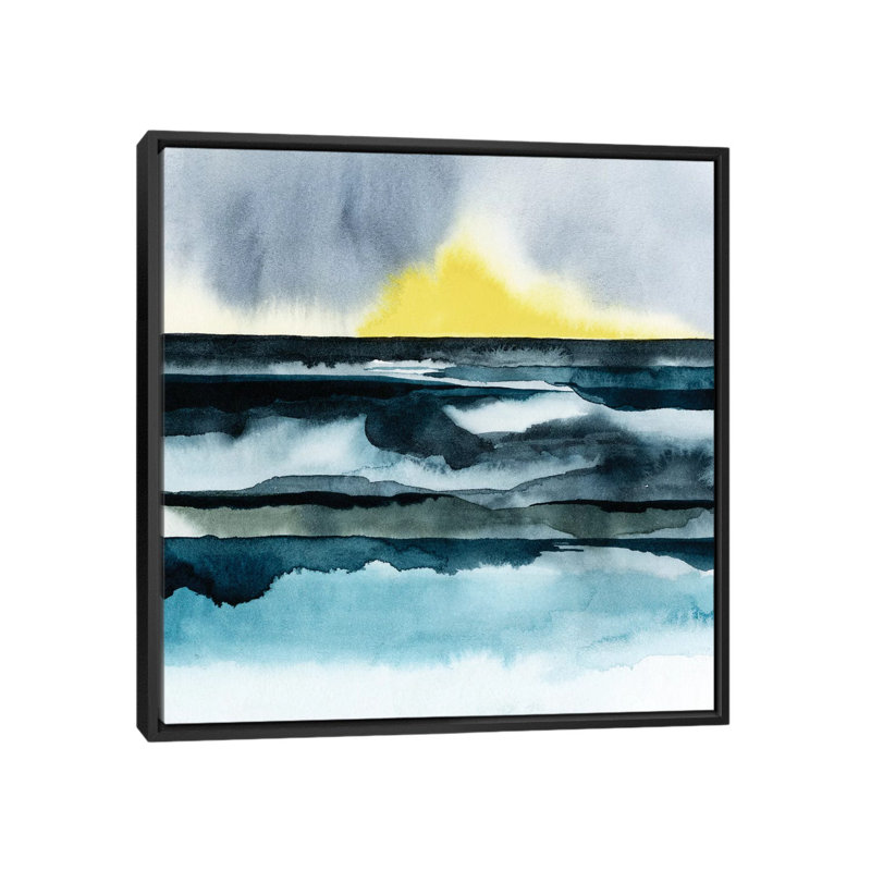 « seaside brume i », impression sur toile, H 18 po x l 18 po x P 1,5 po, Toile avec cadre noir, Pas de tapis