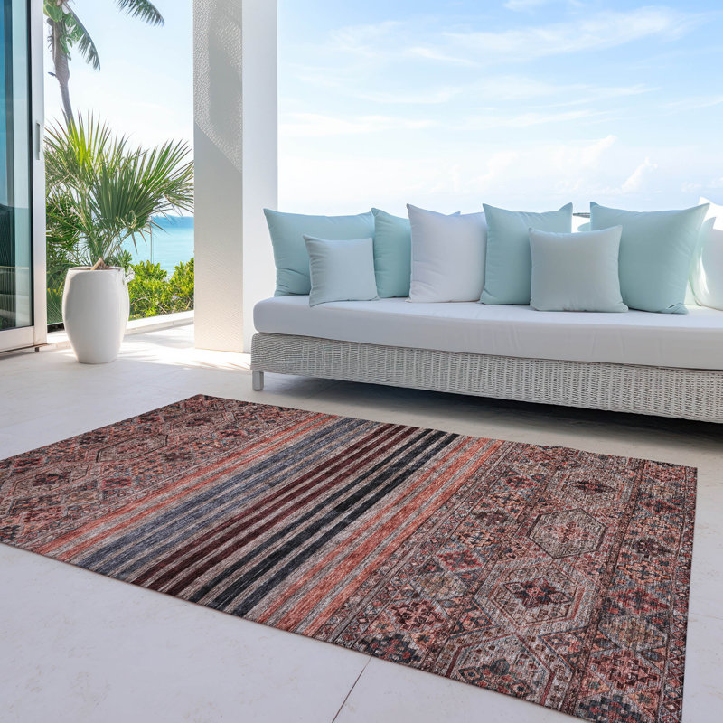 Tapis orange intérieur / extérieur lavable Julissara , 5 pi x 7 pi 6 po