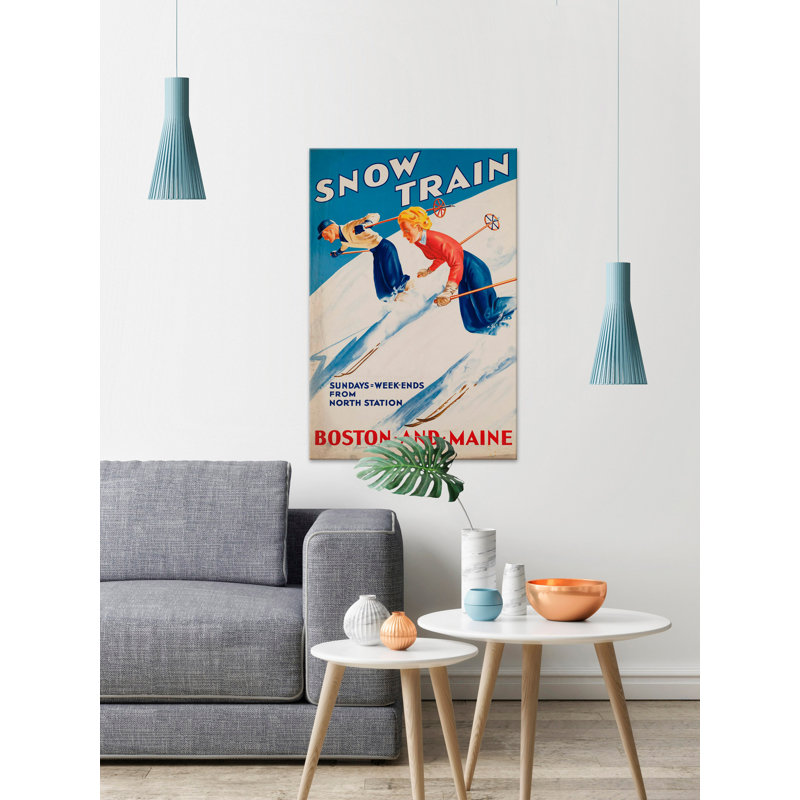 Snow Train - No Frame Print on Canvas, 91cm H x 61cm W