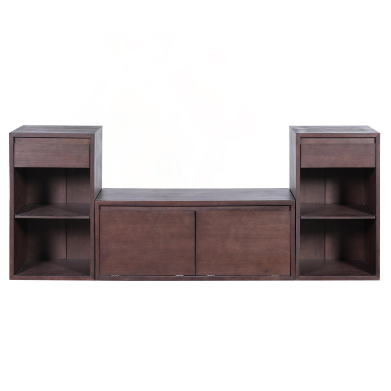 Banc de rangement tout-en-un pour hall d'entrée avec coussin et tiroirs, Espresso / Patchwork, Espresso