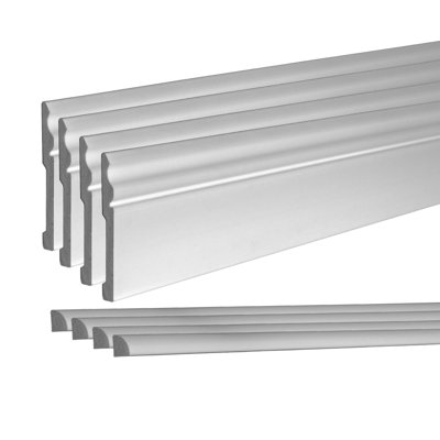 Ensemble complet de moulure de plancher, plinthe de 5 5/8 po de hauteur x 1/2 po de hauteur, 3/4 de hauteur de H x 3/4 po de profondeur, 8 pi de longueur