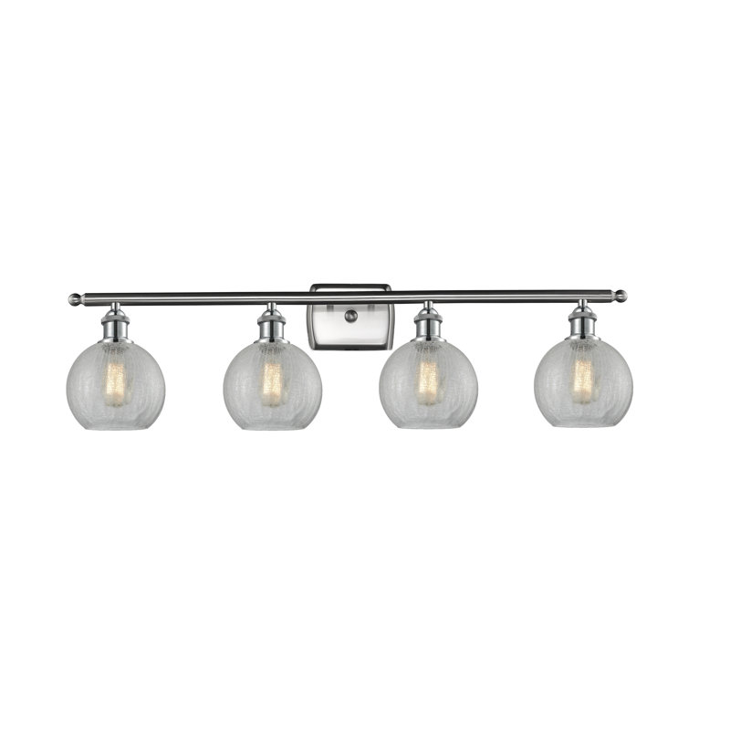 Éclairage de salle de bain à intensité variable 4 lumières Baptista, Ampoule DEL 6 watts Vinage, Transparent craquelé