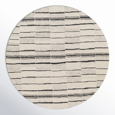 Rune Striped Handmade Tufted Wool Area Rug in Beige/Charcoal
