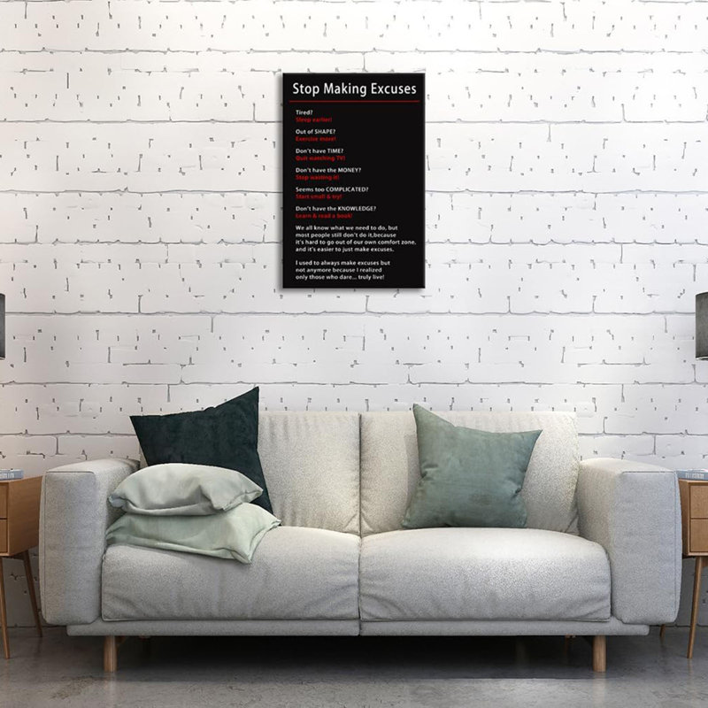 Motivation, «Arrêtez de faire des excuses», affiche inspirante sur toile, impression sur toile, œuvre d'art pour bureau, salon, décoration murale, encadré en bois, prêt à être accroché [l 24 po x H 36 po]
