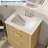 24" Modern Farmhouse Bathroom Vanity with Ceramic Sink, Freestanding Vanity Cabinet with 2 Drawers & 1 Flip-Down Drawer, Fluted Bathroom Storage Combo Set, Natural-125499281-125499282
