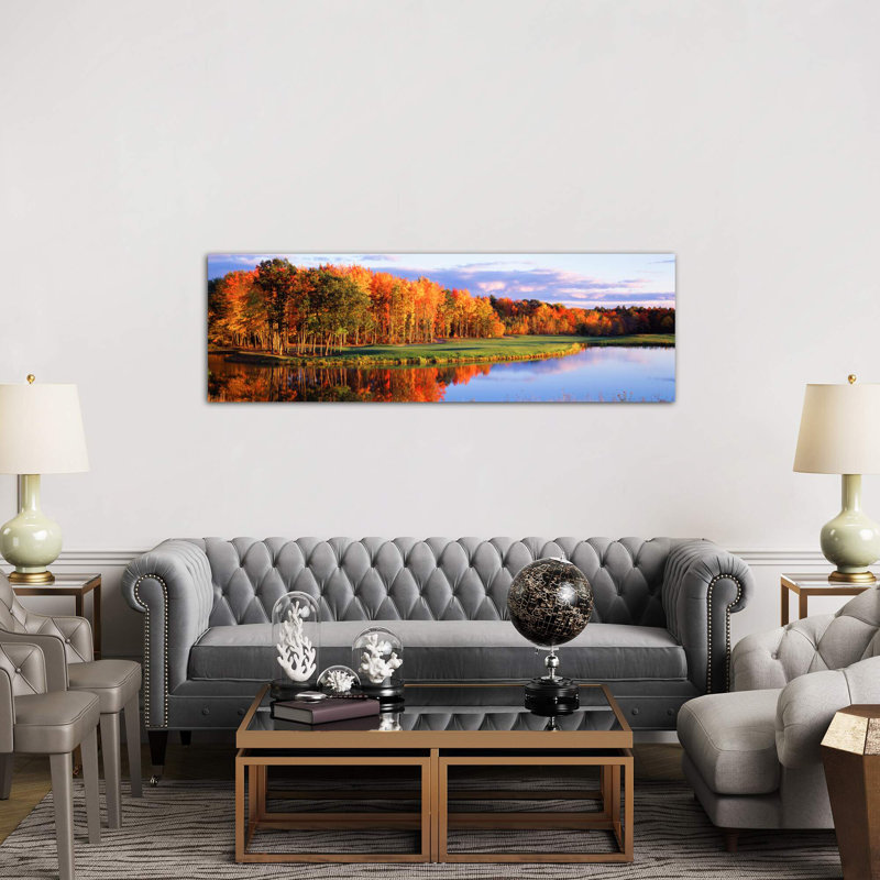 Autumn Golf Course Landscape, New England, Usa by Panoramic Images - Wrapped Canvas Panoramic Print, 182.88 cm H x 60.96 cm W