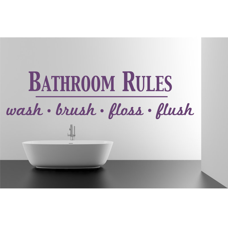 Décalcomanie murale règles de salle de bain, Violet, H 9 po x l 36 po x P 0,01 po