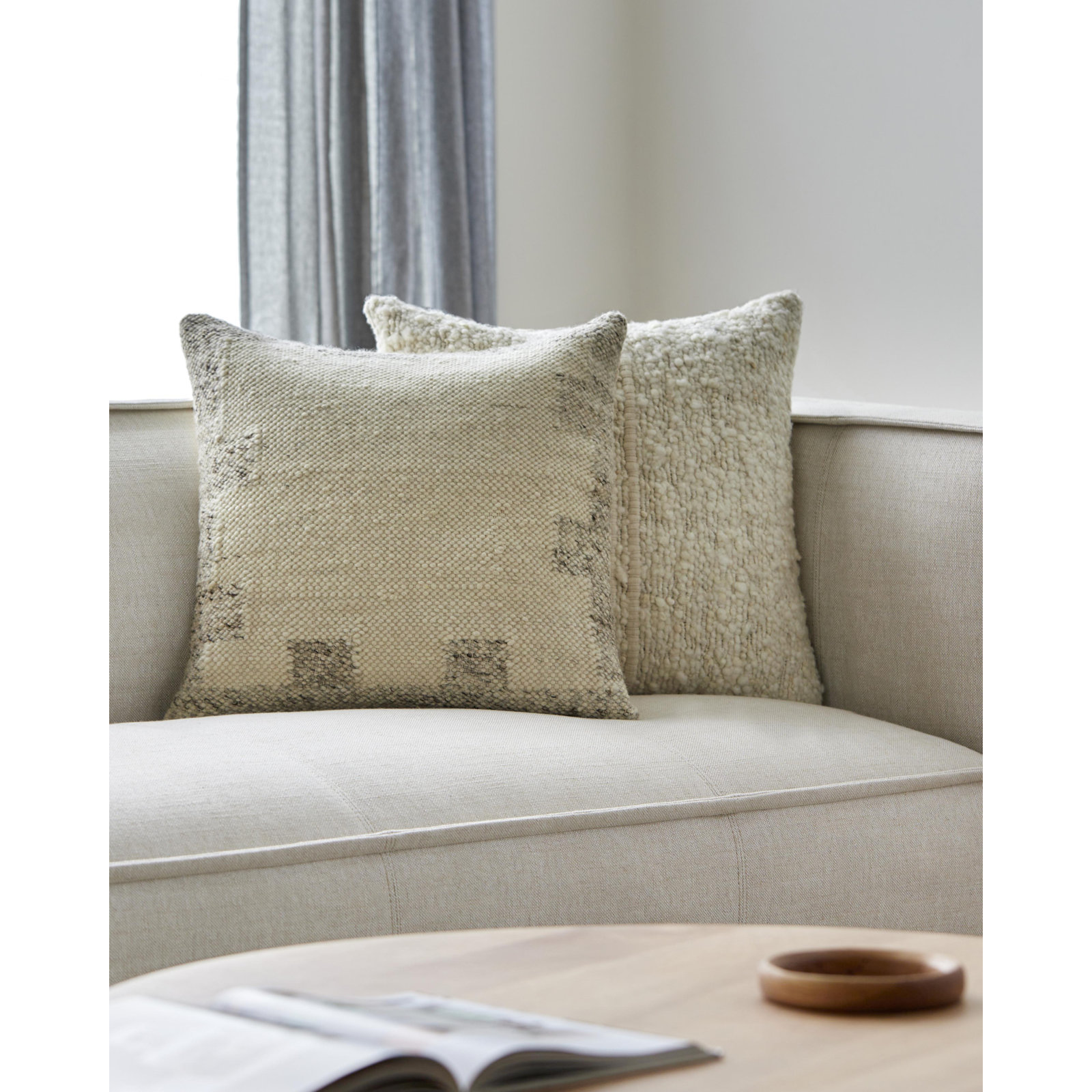 Dia Cotton/Wool Throw Pillow, 20" x 20", Polyester/Polyfill