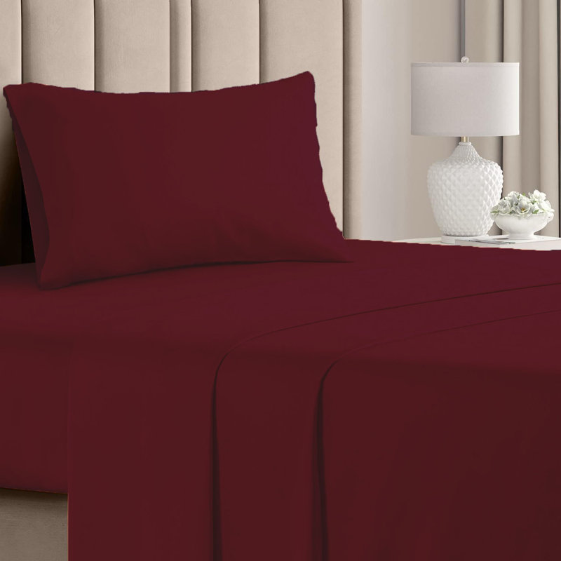  Premium Luxury 4 Piece Rayon from Bamboo Sheet Set, Twin XL Sheet Set with 2 Pillowcases, Maroon