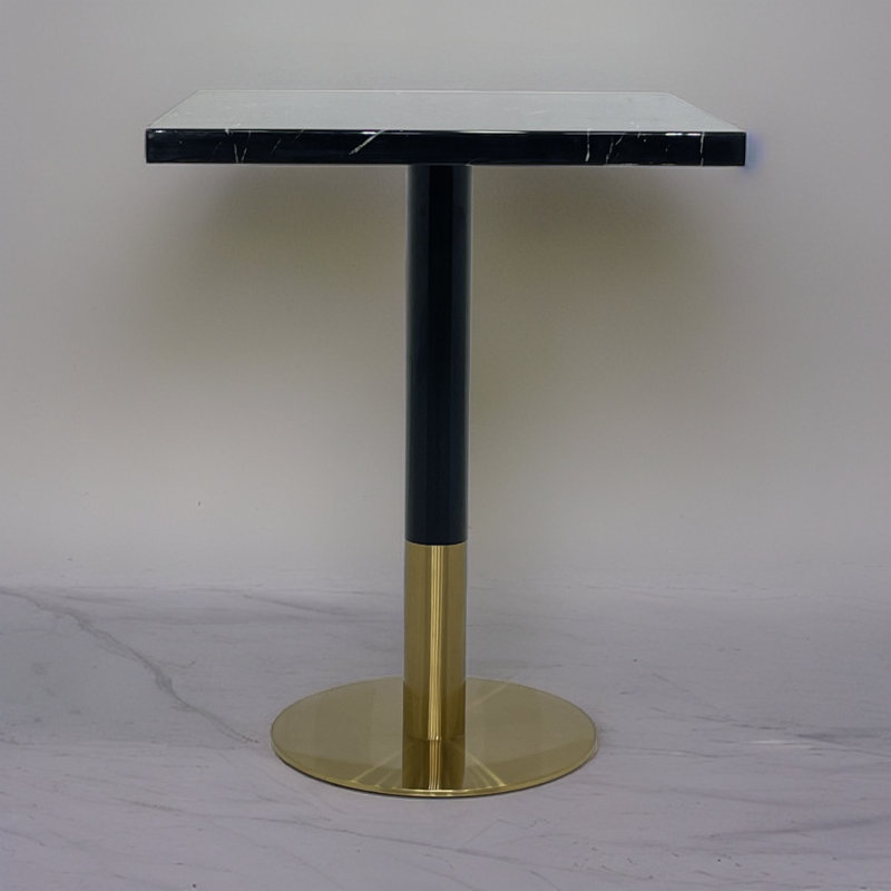 Rayma Faux Marble Top Metal Base Dining Table, Black