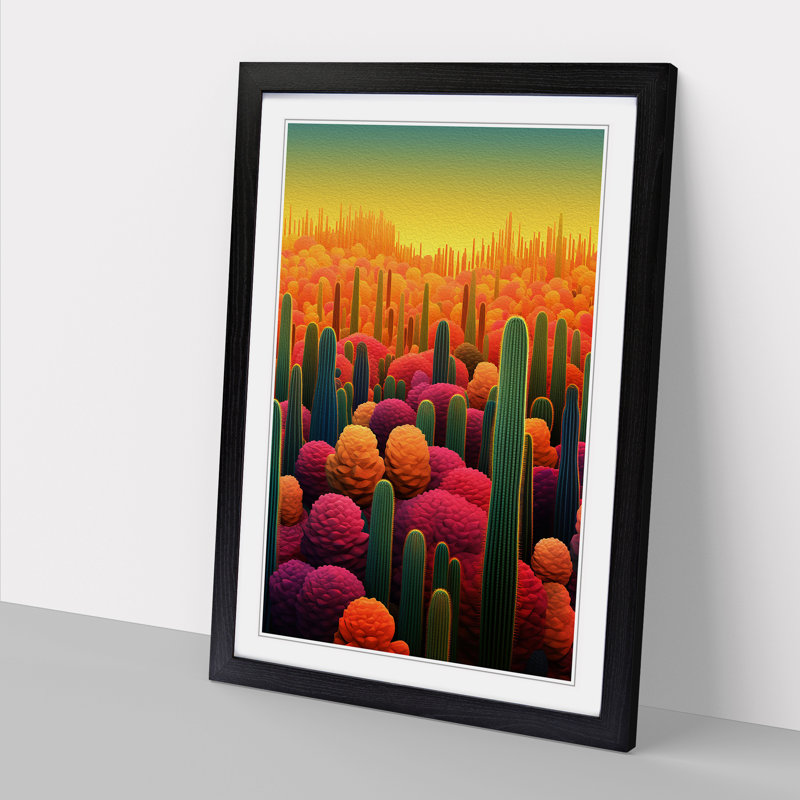 Cactus Colour Field Art - Framed Print, Black Framed, 64cm H x 46cm W x 2cm D