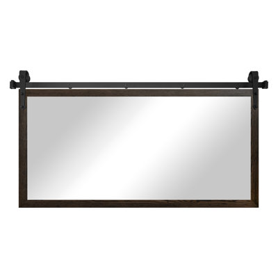 Gracie Oaks Ozark Hardwood Mirror With Steel Barn Door Rail