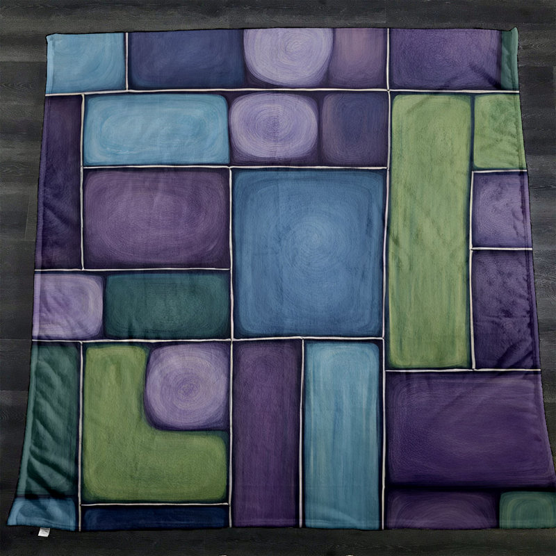 Throw Blanket, 51" W x 60" L, Abstract, Blue/Green
