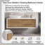 Meuble-lavabo suspendu moderne bicolore 122 cm (48 po) | Lavabo ovale à poser en surface solide | Tiroir à fermeture en douceur avec découpe en U | Blanc et chêne-138456169