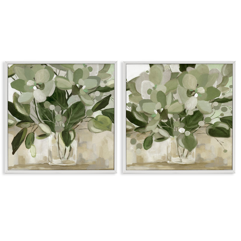 «Modern Earth Tone Bouquets», ensemble de 2 giclées encadrées, design par Carol Robinson, H 17 po x l 34 po