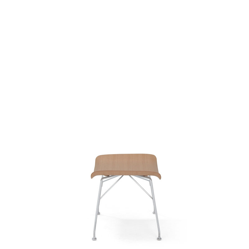 SmartWood Ottoman, Veneer Light Wood with Chrome