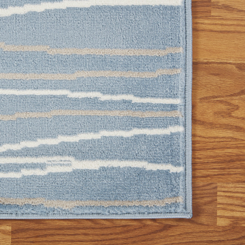 Tapis bleu abstrait Ky, Rectangle 5 pi 2 po x 7 pi 2 po