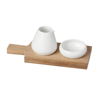 Oil and Salt Pots with Acacia Wood Tray