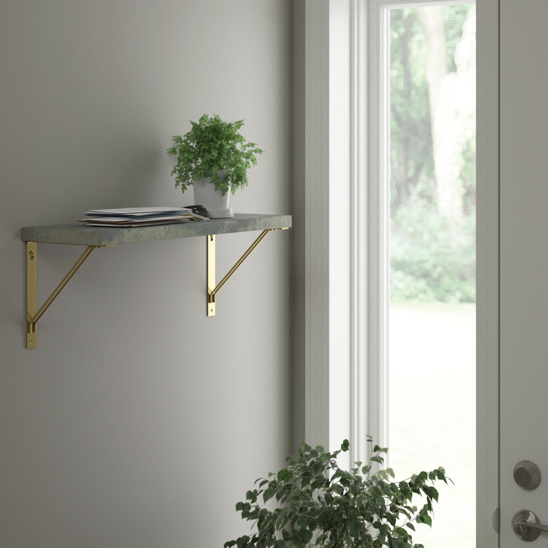 Double Wire Shelf Brackets, Painted Brushed Brass