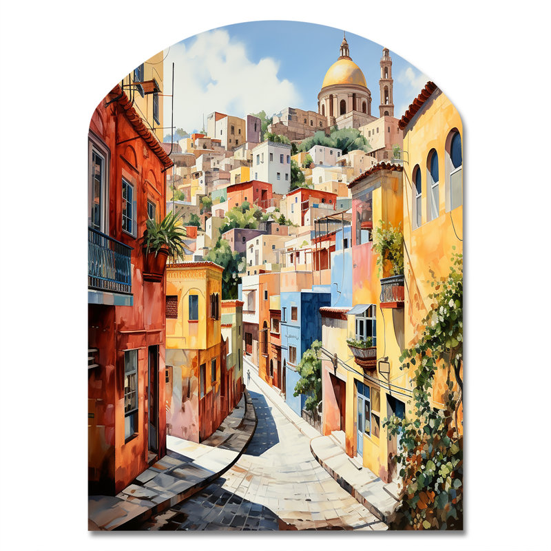 Hogansville - Arch Mexico, reproduction d'art murale en métal asymétrique, H 34 po x l 25 po