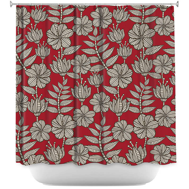 Rideau de douche simple kenia 1, Rouge / Mauve