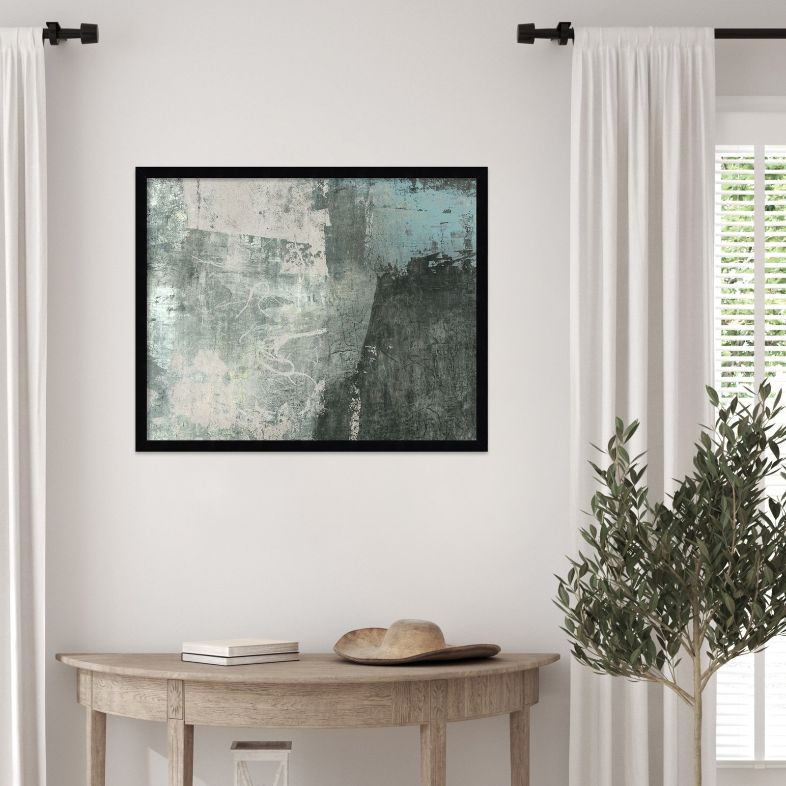 Fresno "Black and Grey and Blue I" Print, Black, 21" H x 25" W