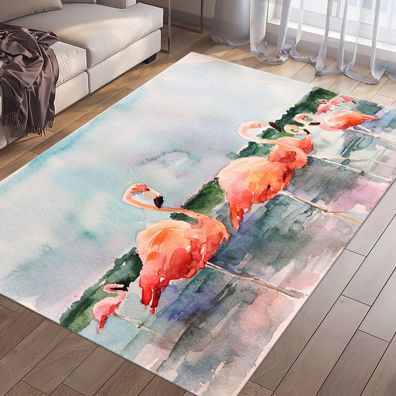 Soft Pastel Shades Adorn This Printed Goblen Fabric Rug Featuring a Delicate Floral Pattern for an Elegant Addition to Your Living Space