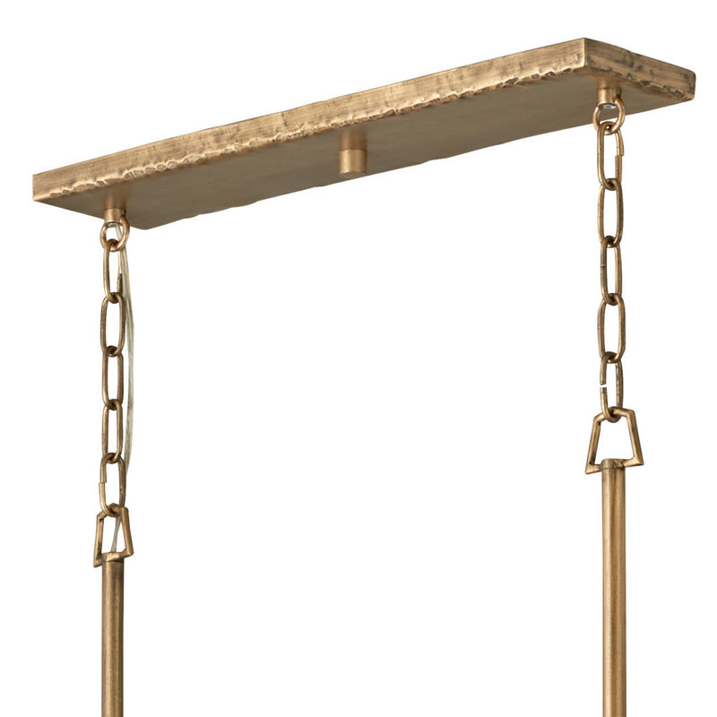 Farrah 10-Light White Linen Linen Chandelier w/ Hammered Crosshatch Bars, Burnished Gold