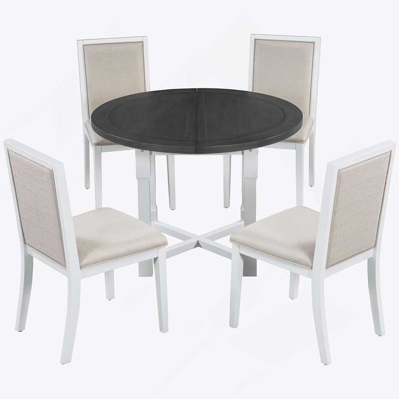 Ensemble de table de salle à manger extensible avec chaises rembourrées, idéal pour les réunions de famille et pour améliorer l'ambiance de l'espace repas.
