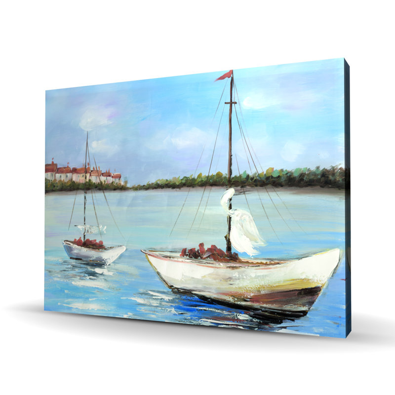 Deux bateaux naviguant sur l'eau - décor de chambre à coucher contemporain