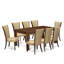 L'ensemble de table de salle à manger 9 pièces comprend une table de cuisine rectangulaire en bois rustique et 8 chaises de salle à manger Parson en tissu brun-666724493-666754223-666754221