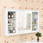 Armoire de rangement murale à miroir avec intérieur réglable et tablettes ouvertes-1435746301