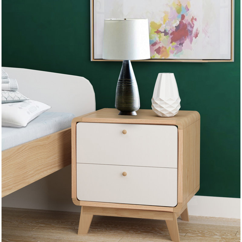 Maja 51cm W Bedside Table, White/Oak