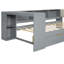 Lit plateforme simple en bois avec tête de lit tapissier gris, espace de rangement et capacité de charge-824847786