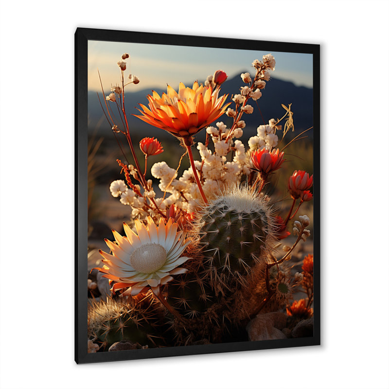 Zeanna Desert Euphoria Cactus II - art mural du désert pour le salon, Cadre simple noir, H 20 po x l 12 po x P 1 po