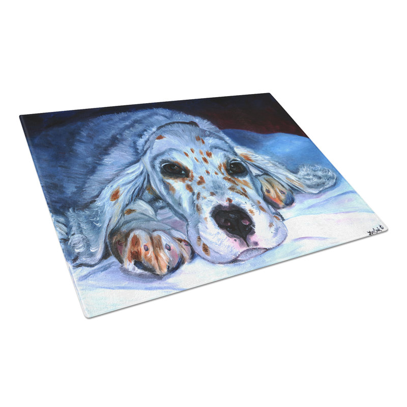 East Urban Home English Setter Pup Glass Cutting Board