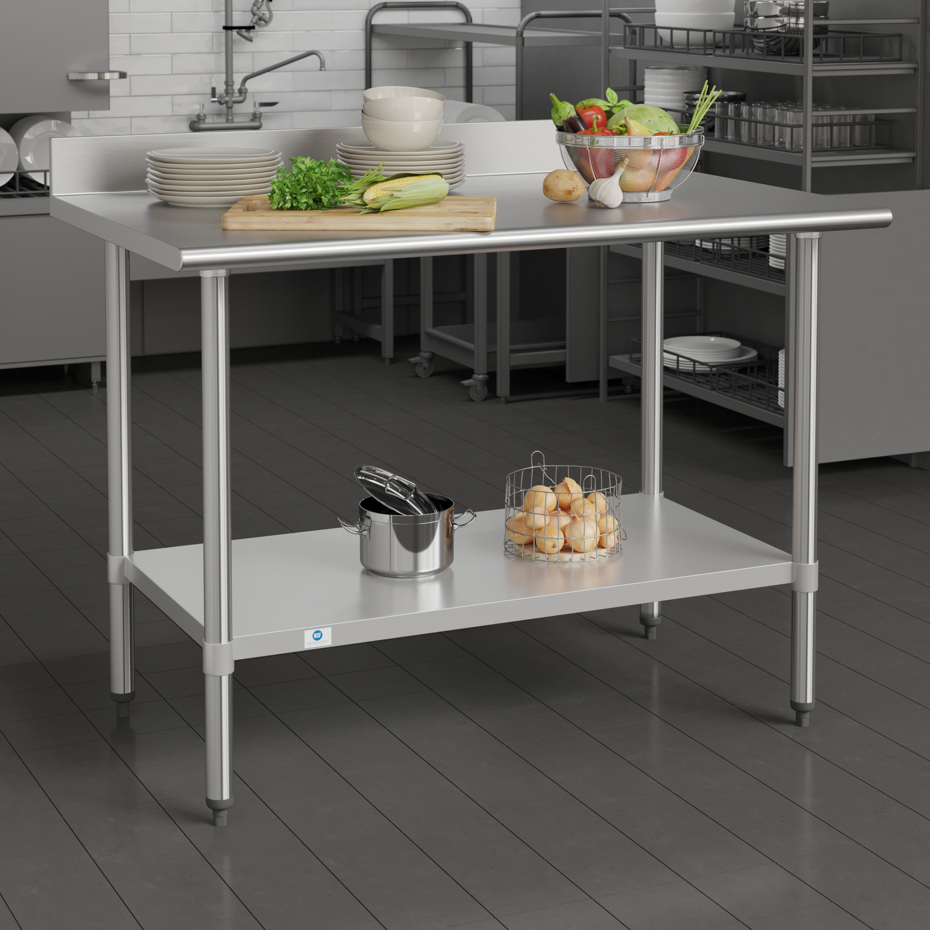 80x50x80cm Stainless Steel Kitchen Prep Table With Sliding Doors - Commercial Workbench For Restaurant & Home
