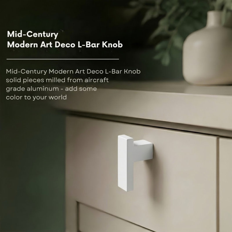 2" Length Bar Knob, Snow (White)