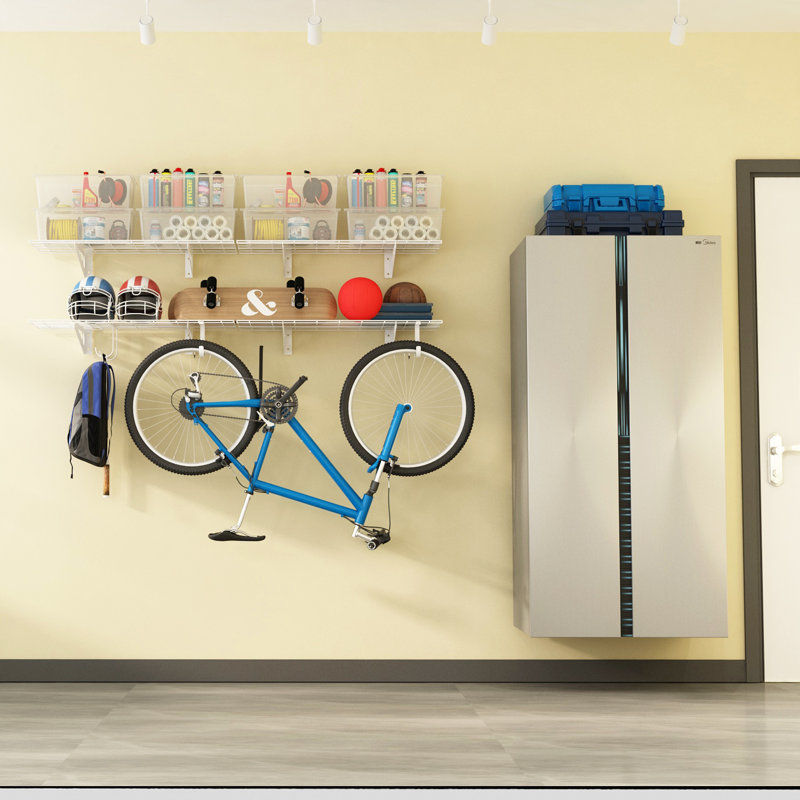 Tablettes de rangement murales pour garage, Blanc, H 12,2 po x l 72 po x P 12 po