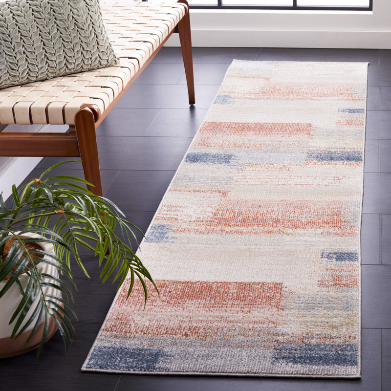 Tapis abstrait lavable à la machine Macur, Tapis de couloir 2 pi 2 po x 8 pi