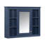 Armoire de salle de bain murale avec miroir, 35 po x 27,5 po, et tablettes réglables, armoire à finition bleue, intérieur spacieux, fixation moderne