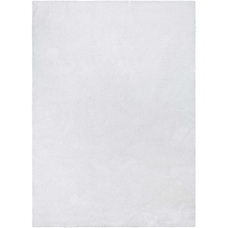 Feather Soft Modern Solid Shag White Area Rug, Rectangle 3'3" x 5'