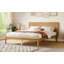 Base de lit plateforme de style Mid-Century moderne, lit en bois à base basse avec tête de lit subtilement inclinée, rails latéraux élargis pour un support de lattes robuste, aucun sommier requis, assemblage facile, naturel-133673672-133673673