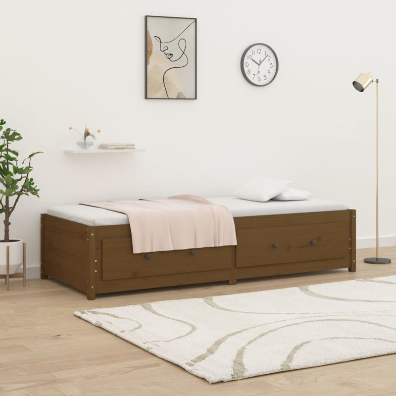 Day Bed Solid Wood, Honey Brown, 90 x 200 cm