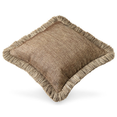 Tribal Trimmed Fringed Throw Pillow