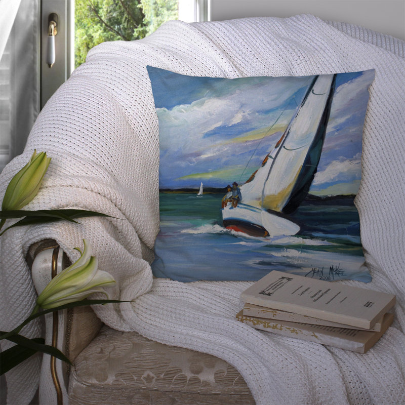 Outdoor Reversible Throw Pillow, 14" H x 14" W x 4" D