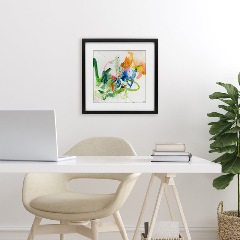 «Confident Green Abstraction», reproduction d'art sous verre encadrée par Design Fabrikken, H 16 po x l 16 po